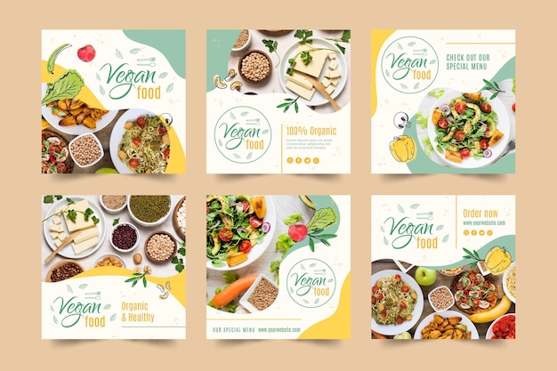 Vegan food instagram post template