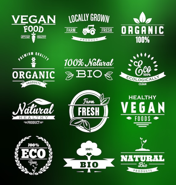 Vegan food labels collection