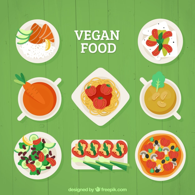 Free vector vegan food set