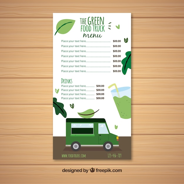 Vegan food truck menu template