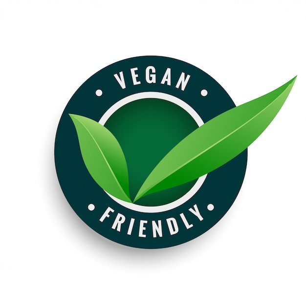 Бесплатное векторное изображение Вегетарианская этикетка с зелеными листьями