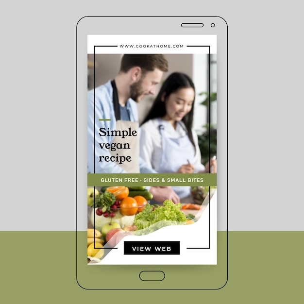 Free vector vegan recipe instagram story design