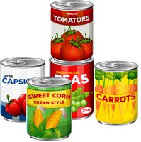 Free vector vegetable food canned on white background