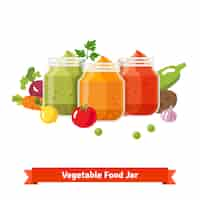 Free vector vegetable food jars. baby puree