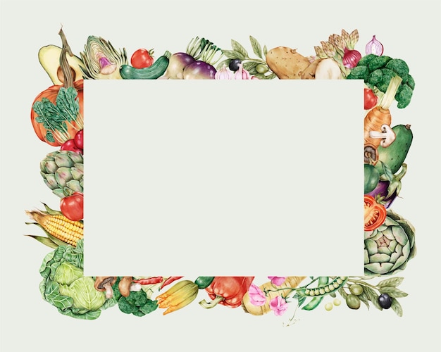Free vector vegetable frame in hand drawn style