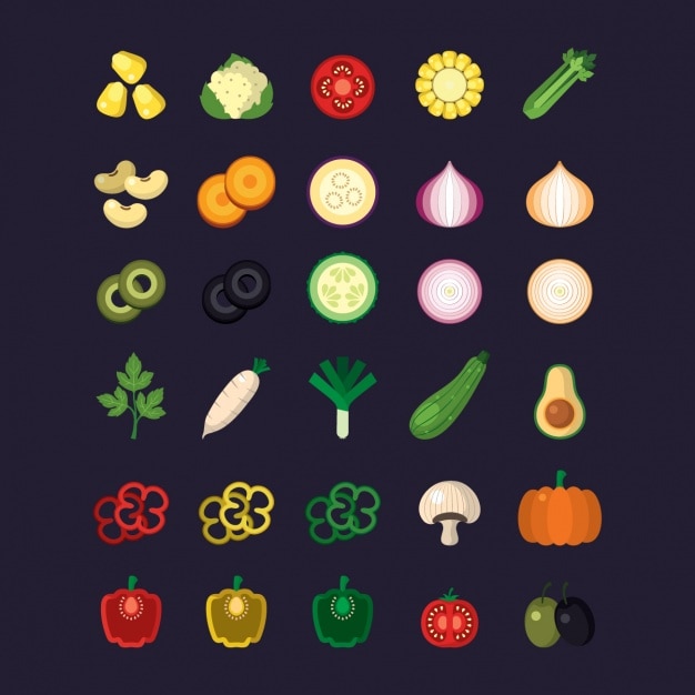 Free vector vegetable icons collection