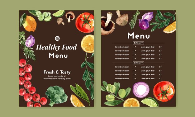野菜の水彩絵の具のコレクション。生鮮食品オーガニックメニューの健康的なイラスト