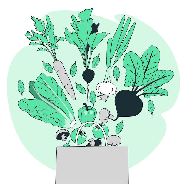 無料ベクター 野菜の概念図