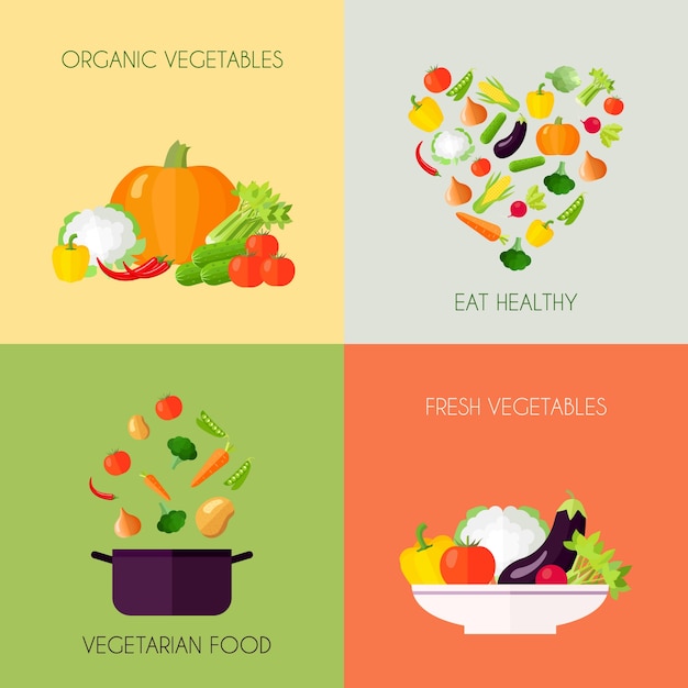 Free vector vegetables flat set