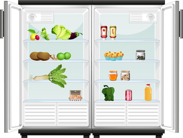 vegetables and food in the fridge
