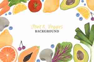 Vettore gratuito disegno di sfondo di frutta e verdura