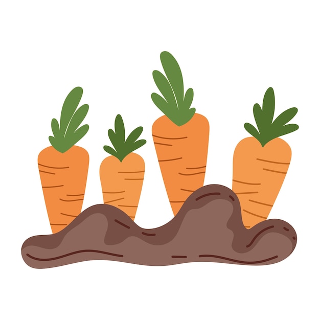 Free vector vegetables gardening carrots icon isolated