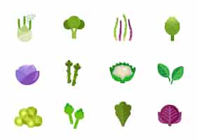 Бесплатное векторное изображение Набор иконок для овощей