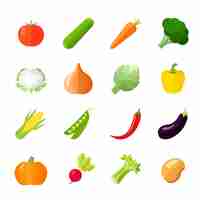 Free vector vegetables icons flat