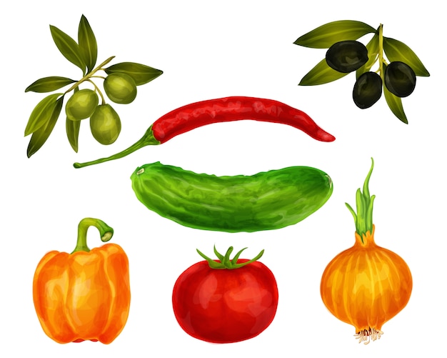 Free vector vegetables isolated set