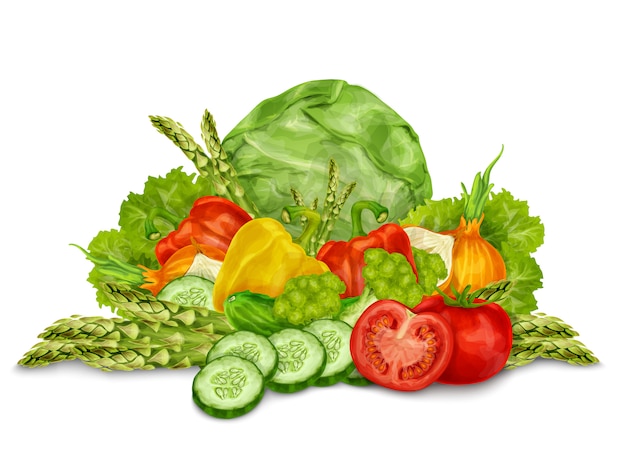 Free vector vegetables mix on white