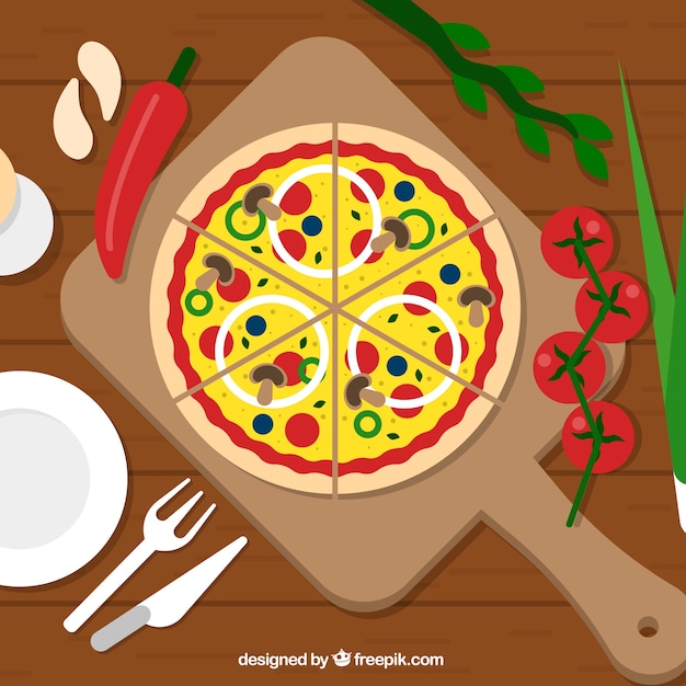 Free vector vegetables pizza background