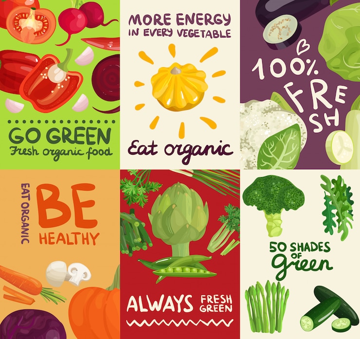 Free Vector vegetables posters and banners set