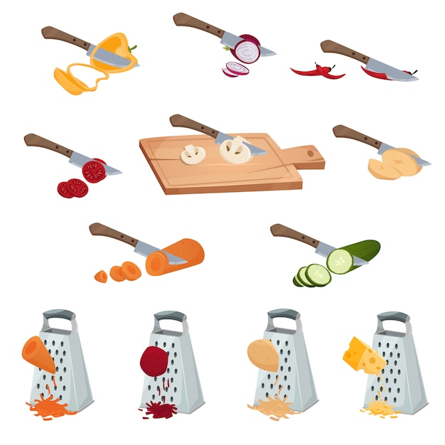 Бесплатное векторное изображение Набор для приготовления овощей