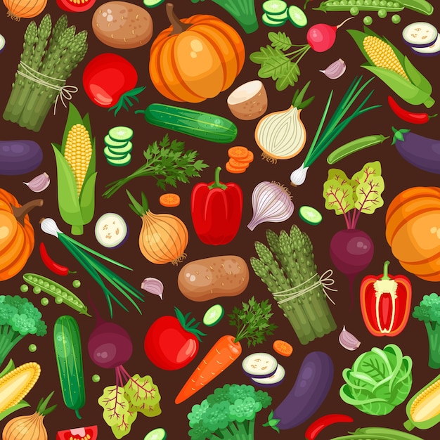 야채 완벽 한 패턴입니다. 호박, 사탕무, 감자 및 고추.
