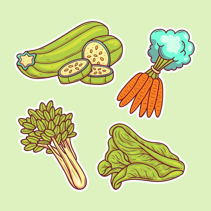 Free Vector vegetables sticker icons hand drawn coloring vector