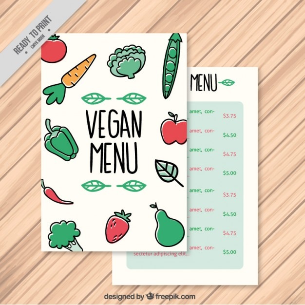 Free vector vegetables vegan menu template