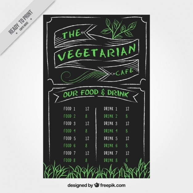 Free Vector vegetarian menu in blackboard style