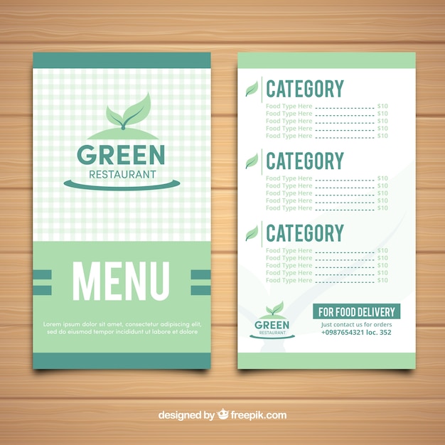 Free vector vegetarian restaurant menu