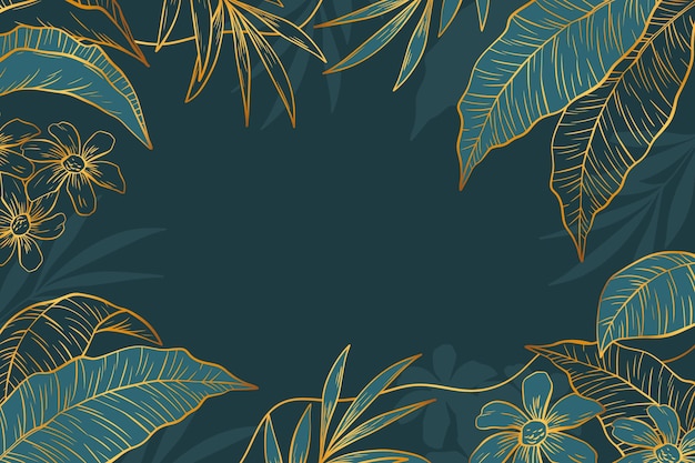 Vegetation background with golden details