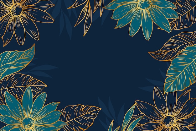 Free vector vegetation background with golden details