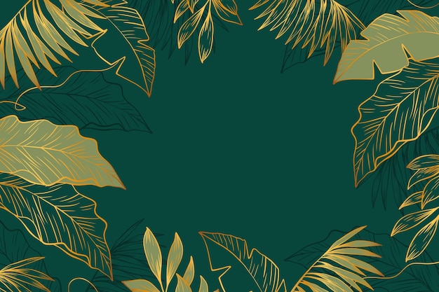 Vegetation background with golden details