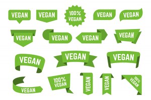Вегетарианская био диета логотипы плоский значок коллекции