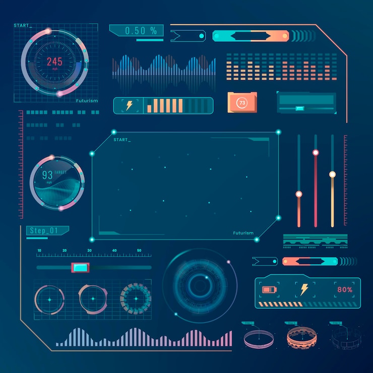 무료 Vector velocity 기술 인터페이스 디자인 요소