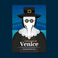 Free vector venetian carnival poster template plague doctor costume