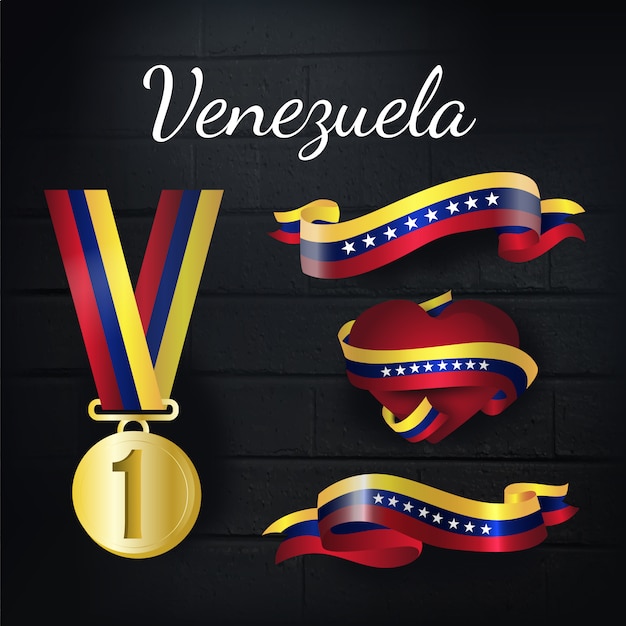 Free vector venezuela gold medal and ribbons collection