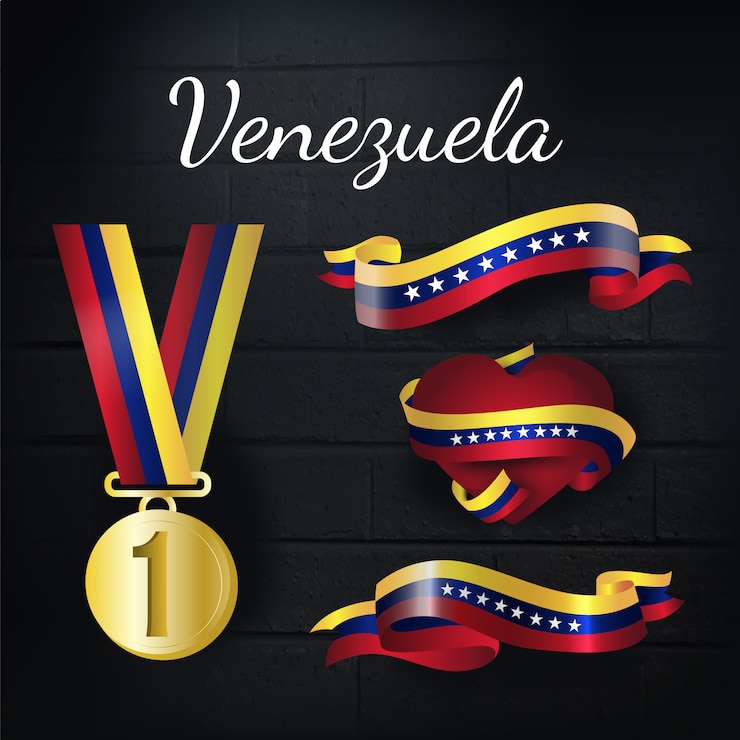 Free Vector venezuela gold medal and ribbons collection