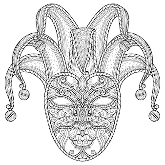 Download Premium Vector Venice Carnival Hand Drawn Sketch Illustration For Adult Coloring Book