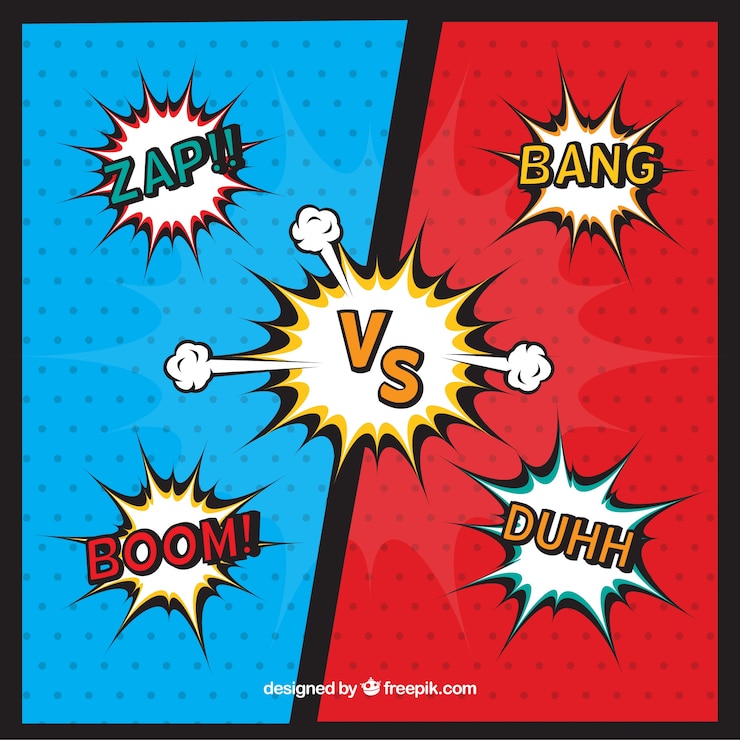 Free Vector versus background with onomatopeias