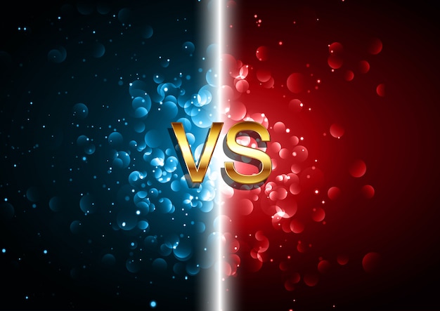 Free vector versus battle screen background with red and blue bokeh lights design
