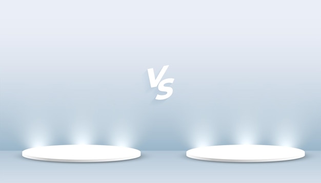 Free vector versus product combat banner with 3d podium platform with light effect