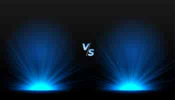 Free vector versus vs competitive screen banner with glowing blue light effect vector