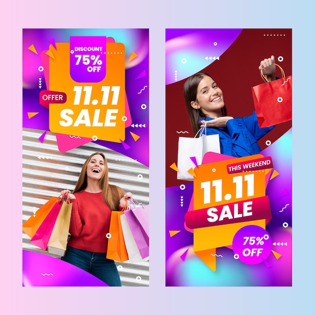 Vertical banner template for 11.11 single's day sales event