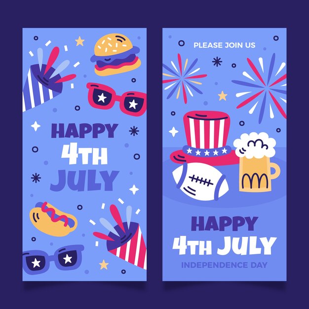 Vertical banner template for american 4th of july celebration