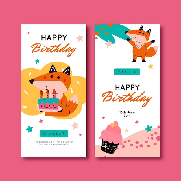 Free vector vertical banner template for birthday party celebration