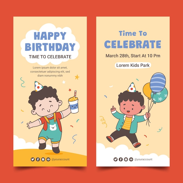 Free vector vertical banner template for birthday party celebration