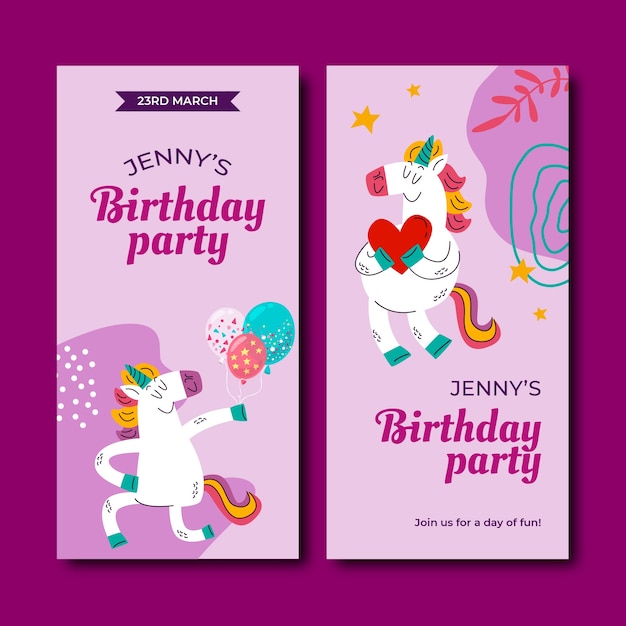 Vertical banner template for birthday party celebration