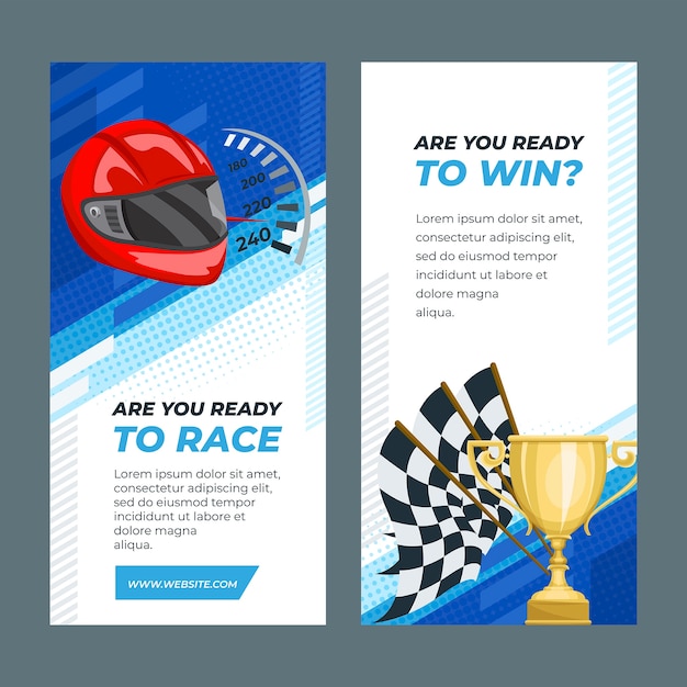 Vettore gratuito modello di banner verticale per il campionato di corse automobilistiche