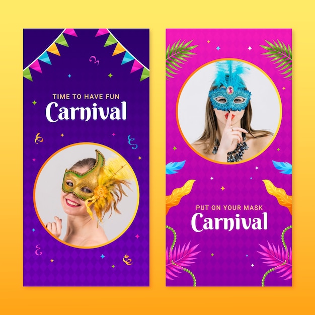 Free vector vertical banner template for carnival party celebration