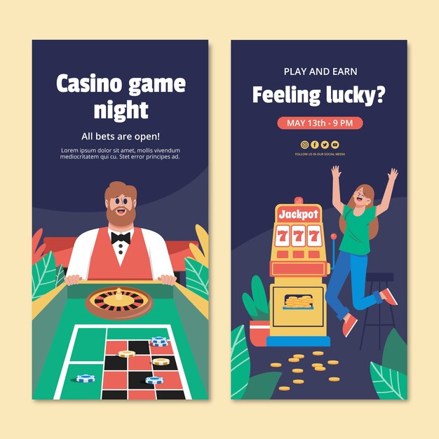 Modello di banner verticale per l'esperienza del casinò e il gioco d'azzardo