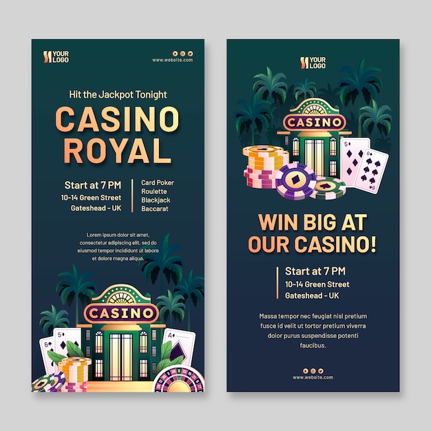 Free vector vertical banner template for casino experience and gambling